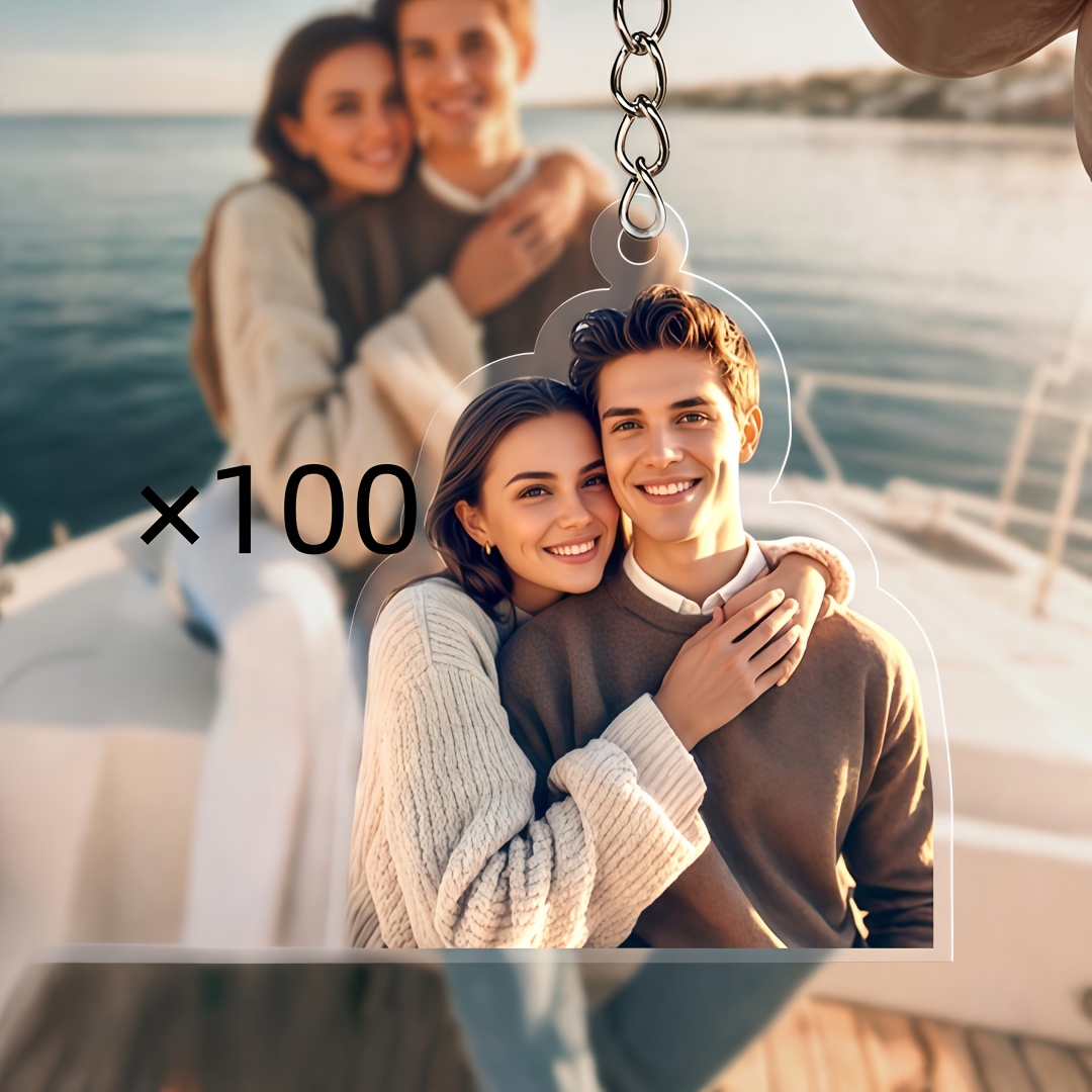 TEMU 50/100 piezas - Llaveros de acrílico personalizados, personalizables con fotos, para llaveros de coche, dijes para mochila, ideales para , ,