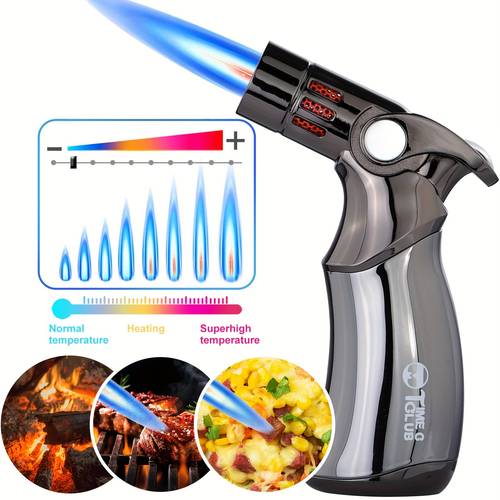 cooking torch with high temperature flame 4 jet flame fuel lighter temperature up to 2500 f windproof cooking torch for grill bbq gas fireplace fire camping kitchen lighter torch flame not included