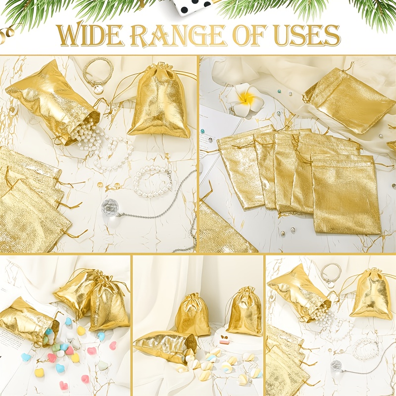 15pcs Golden Silvery Drawstring Bag Set