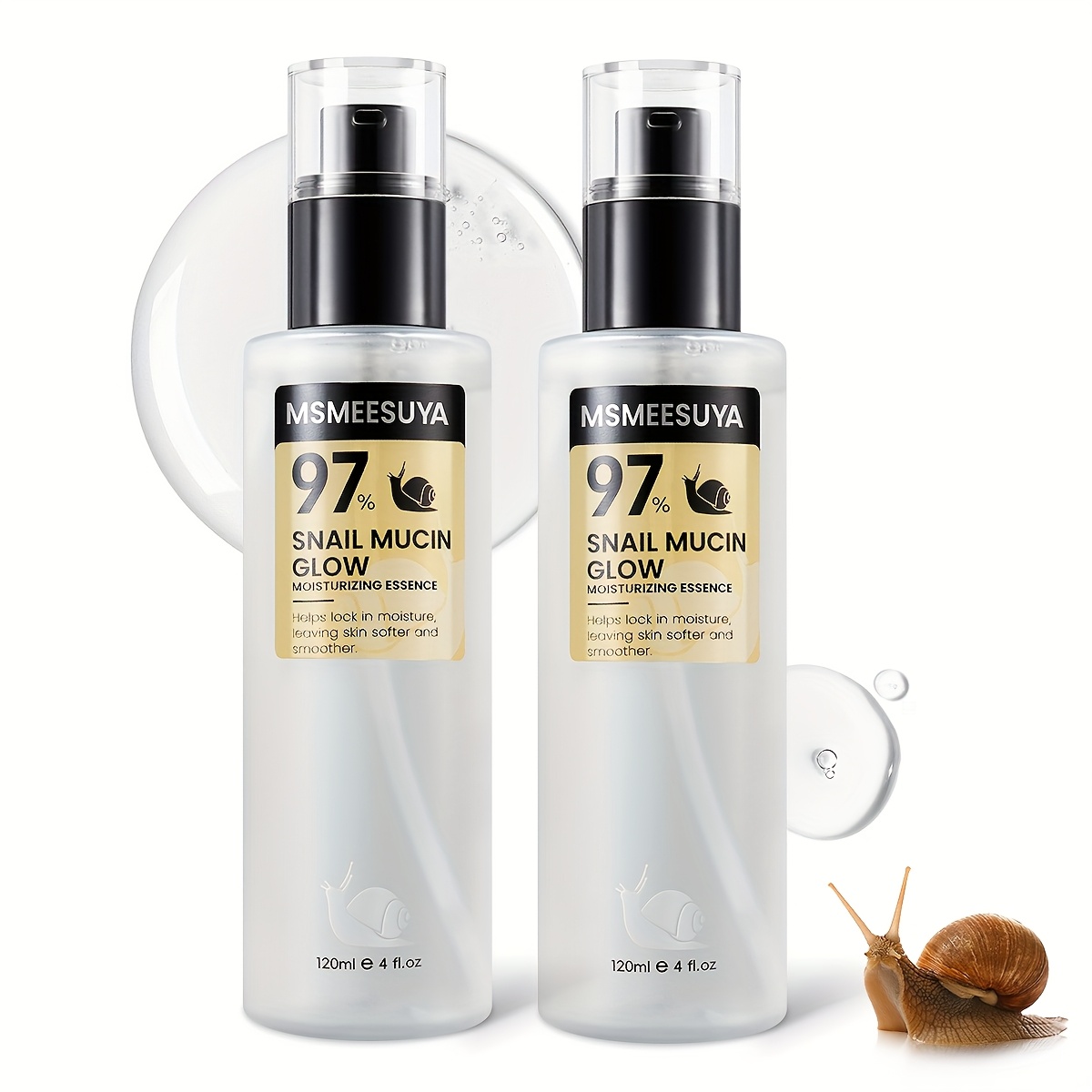 TEMU 2pcs 97% Snail Skin Care , Repairs Skin, Snail 97 Toner, Hydration, Skin Conditioning Agent, Smoothes Uneven Light Beige, Suitable For And Skin.