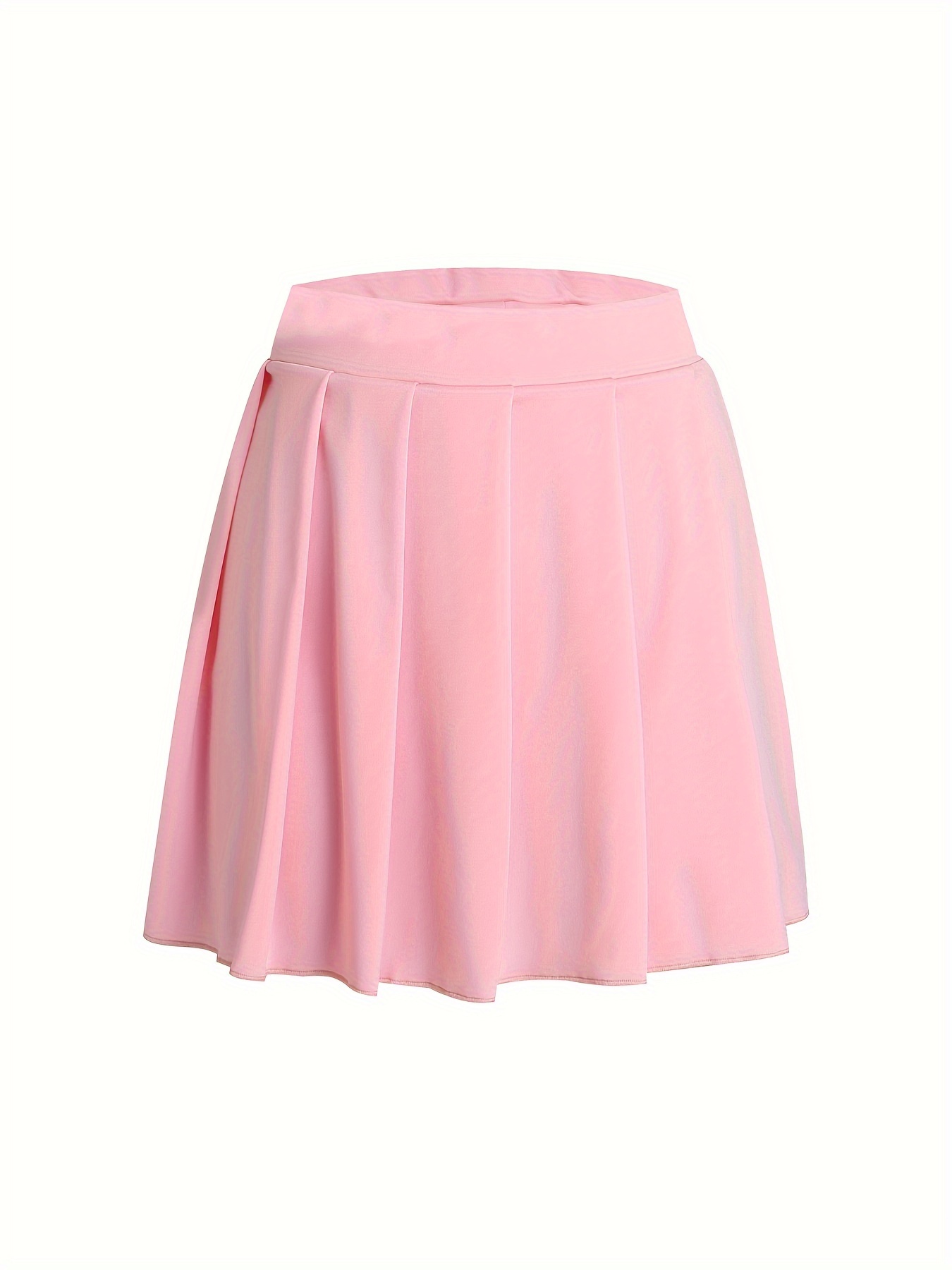 Plus Size Solid Pleated Mini Skirt, Casual A Line Skirt For Spring  Summer, Women's Plus Size Clothing
