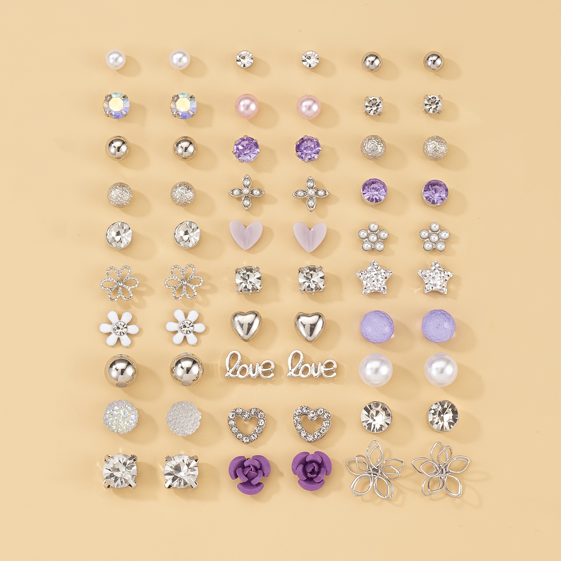 

30-pair Set Multicolor Stud Earrings - Elegant Luxury Style Mix With Rhinestones And Faux Pearls, Zinc Alloy & Stainless Steel Posts, Versatile Daily Wear, Independent Day Jewelry For Women