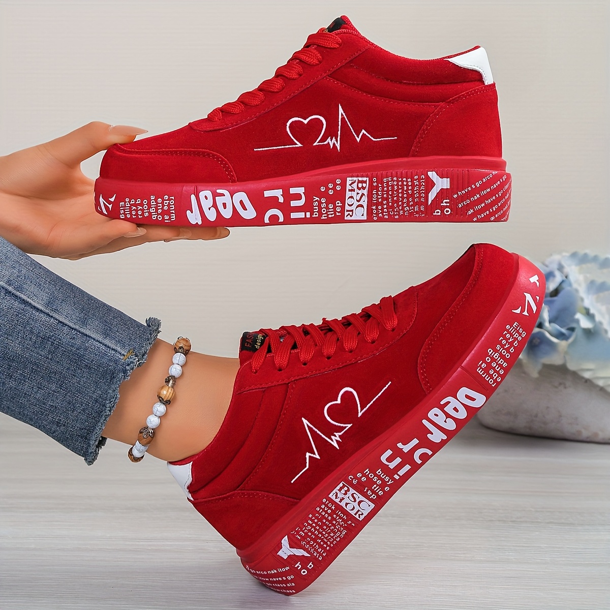Women's High-top Lace up Sneakers - Ultra Lightweight, Cushioned, and Comfortable Soles. Preppy Style Fashionable Board Shoes, Couple Style, Unisex