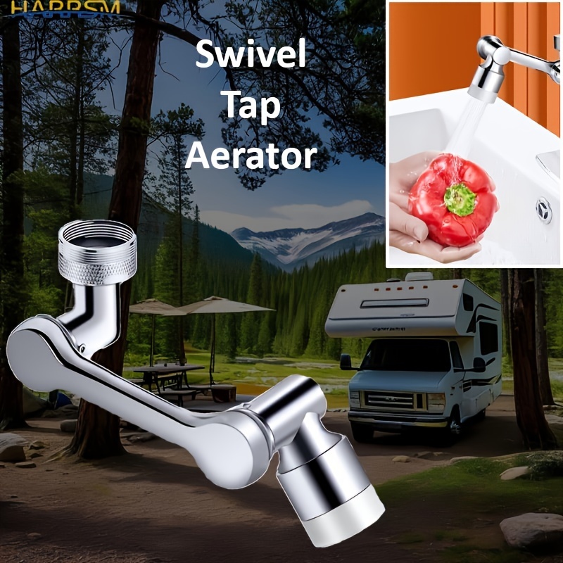 

1pc 1080° Swivel Tap Aerator, Faucet Aerator Swivel, Solid Brass Rotatable Faucet Extender, Universal Splash Filter Faucet With 2 Water Outlet Modes, Water Saving For Bathroom