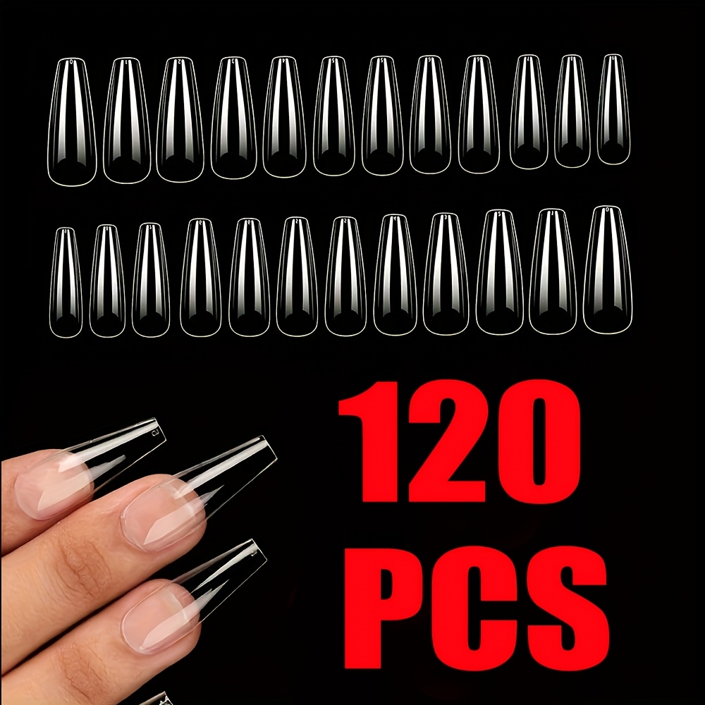 

240 Pcs Transparent Ballet Tips - Middle Length Acrylic False Nails - Pre-shaped Full Cover Ballet Nails For Diy Nail - Pure Nail Extensions In 12 Sizes