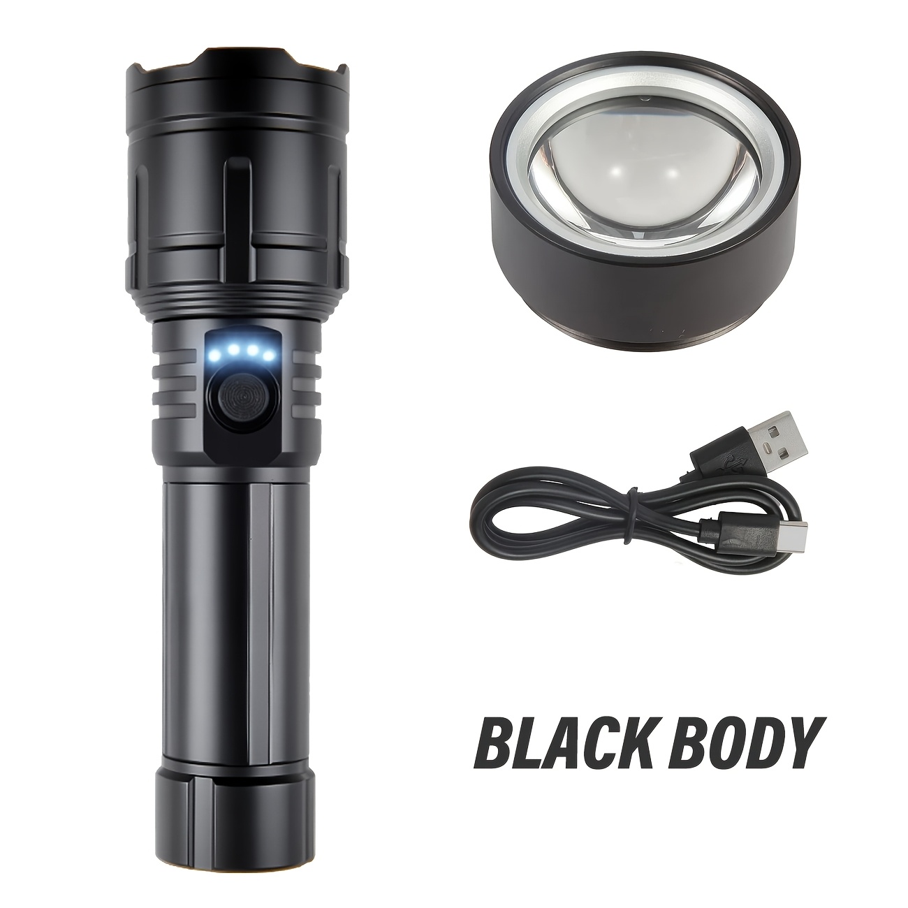 Image of Lihangstar Led Lens Ignition With Ignition, , High-lumen Flashlight With Ignition Lens, Rechargeable, 5-mode Adjustable Zoom And Strobe, Ideal For Emergencies, Outdoor Activities, Home Use, Camping