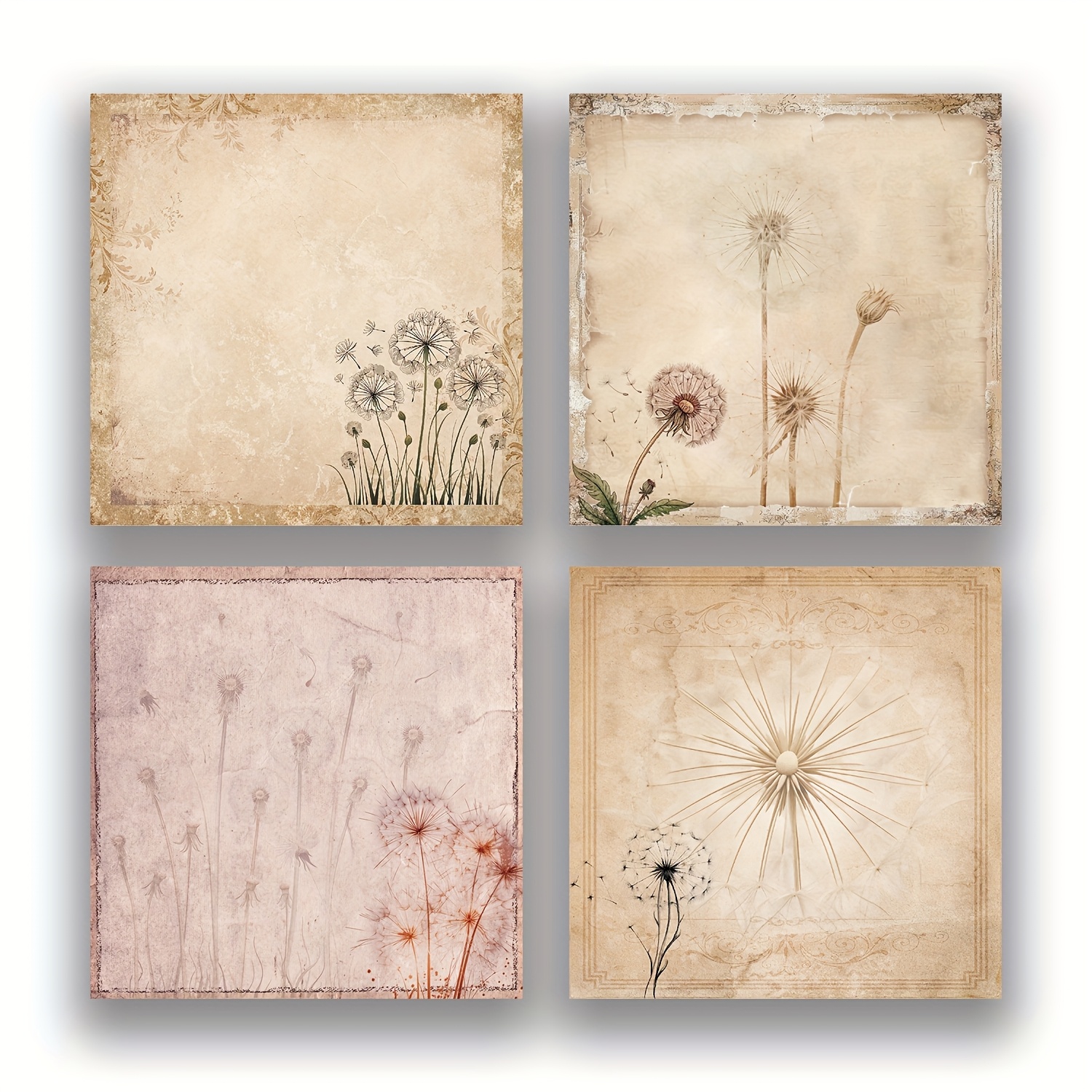 Retro Dandelion Random 1/4pcs 3x3 Inch Sticky Notes Set, Vintage Memo Pads With High-adhesive, Post Reusable Tearable It Notes For Journal Planners Office School Home, Bulk Retro Stationery Gift