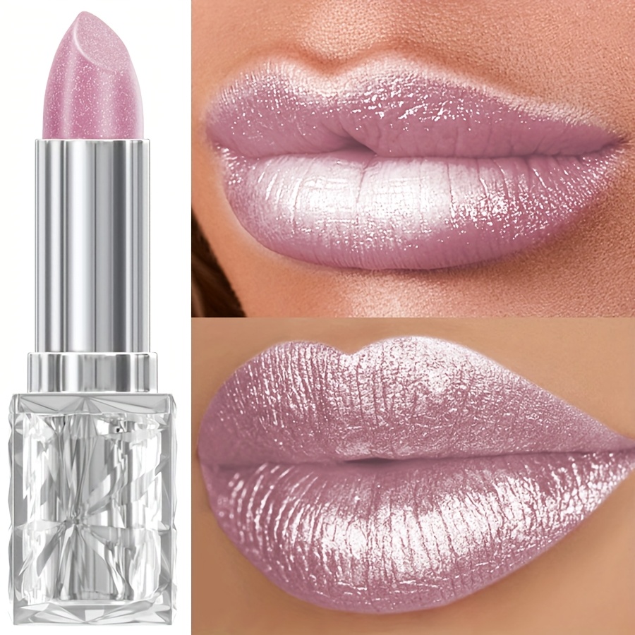 Image of 1pc , Lipstick Waterproof Long, Pearlescent, Sparkle, Lipstick For Women, Lipstick 24 Hours Long Lasting, , Spring And Summer Elegant , Portable Travel Makeup