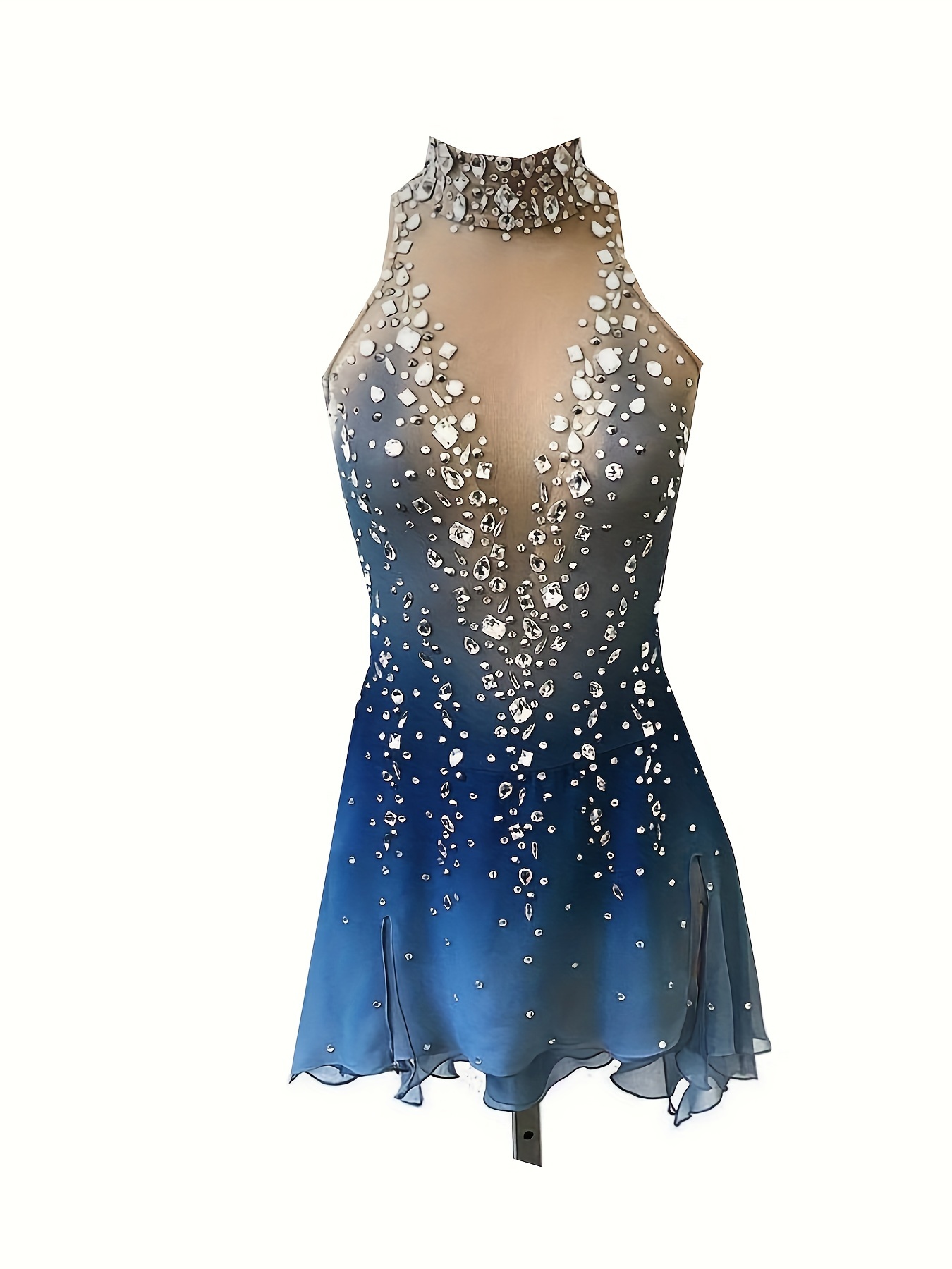 2025 blue ombre figure skating dress high stretch non - Temu Denmark