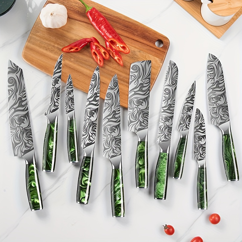 

8 Pieces Kitchen Knife Series. Handle, Damascus Steel Knife Set, Paring Knife, Knife, Kitchen Knife, Chef's Knife, Carving Knife, Knife, Bread Knife In A Of Colors - Home Kitchens And Outdoor Camping