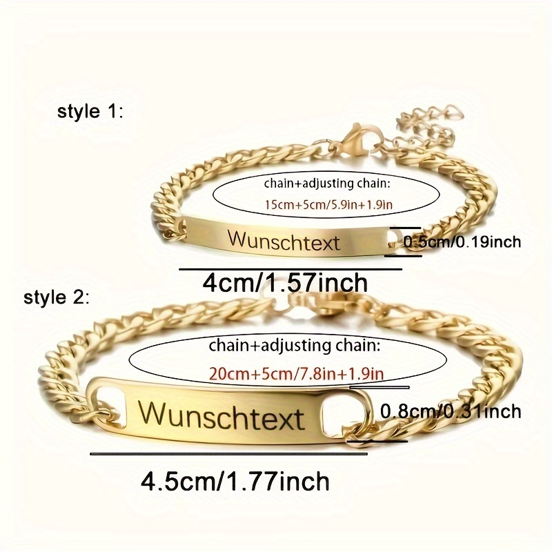 Custom Couple's 18K Plated Name Bracelets Set