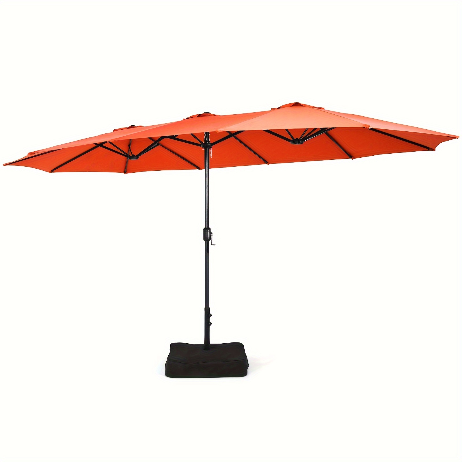 

15ft Double-sided Twin Patio Umbrella With Crank, Outdoor Market Base - Ideal For Garden & Deck Use