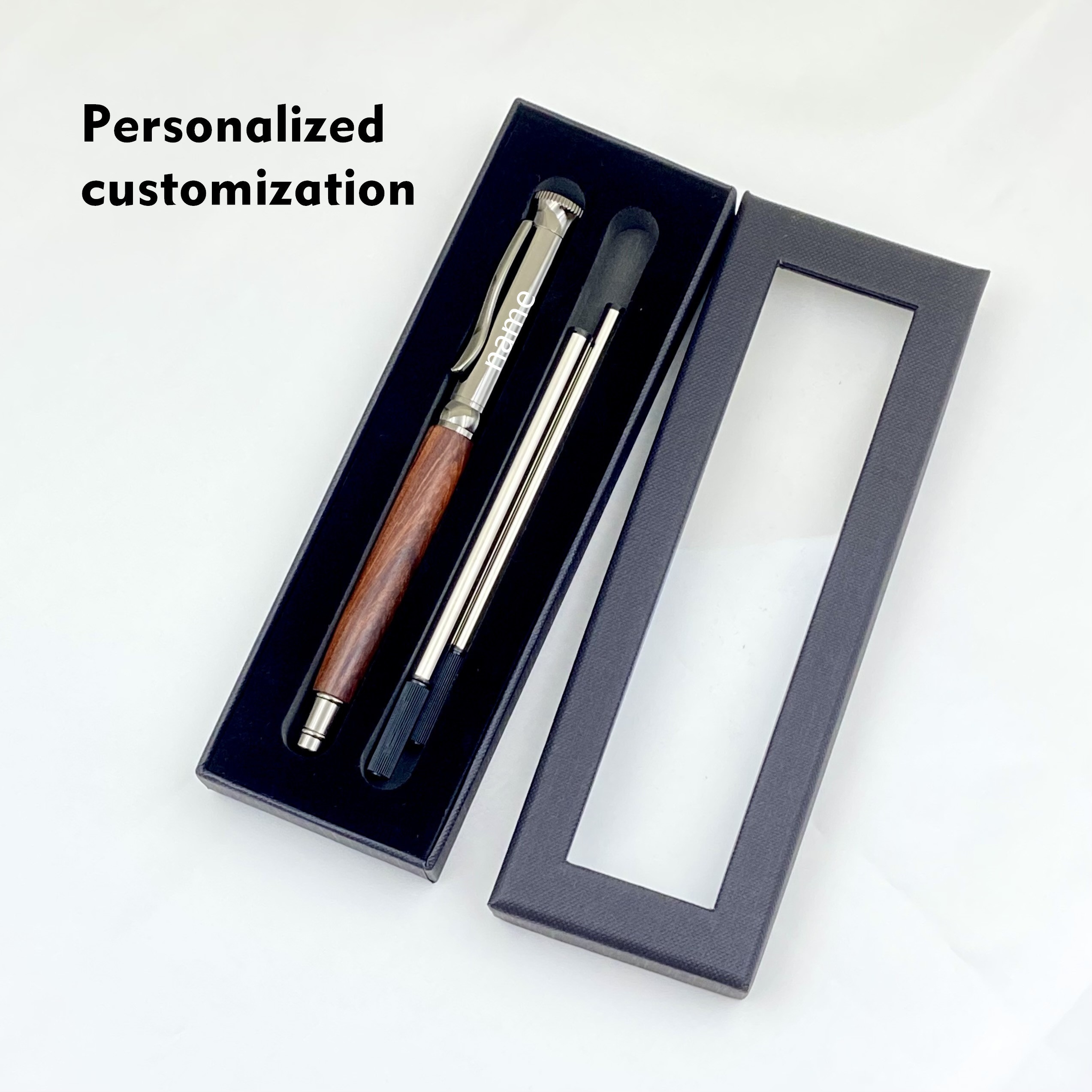 

Ergonomic Metal & Wood Rollerball Pen Set With 2 Refills And Gift Box – Medium Point Gel Ink, Non-toxic, Refillable, With Pocket Clip – Ideal For Business, Office, Father's Day & Holiday Gifts