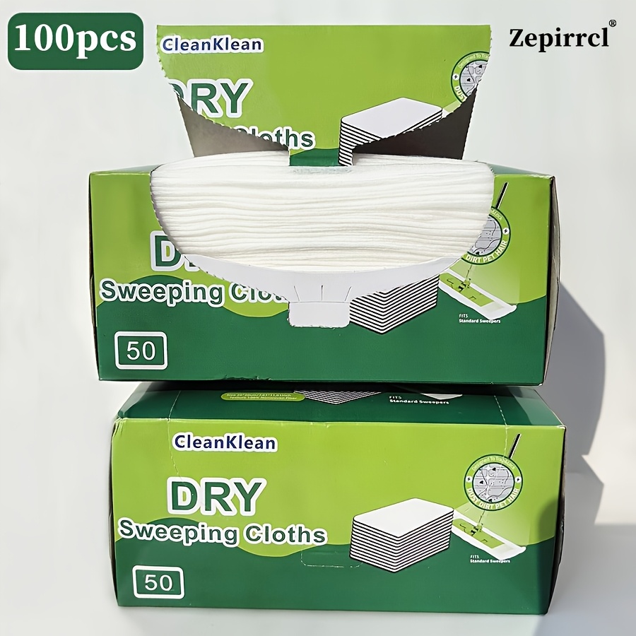 Image of Static Electricity Dust Mop Pads, 100pcs Per Pack - Easy To Clean, Suitable For Wet And Dry Use, Disposable Refills For Home And Office Cleaning, Time And Effort. 50 Tablets/box