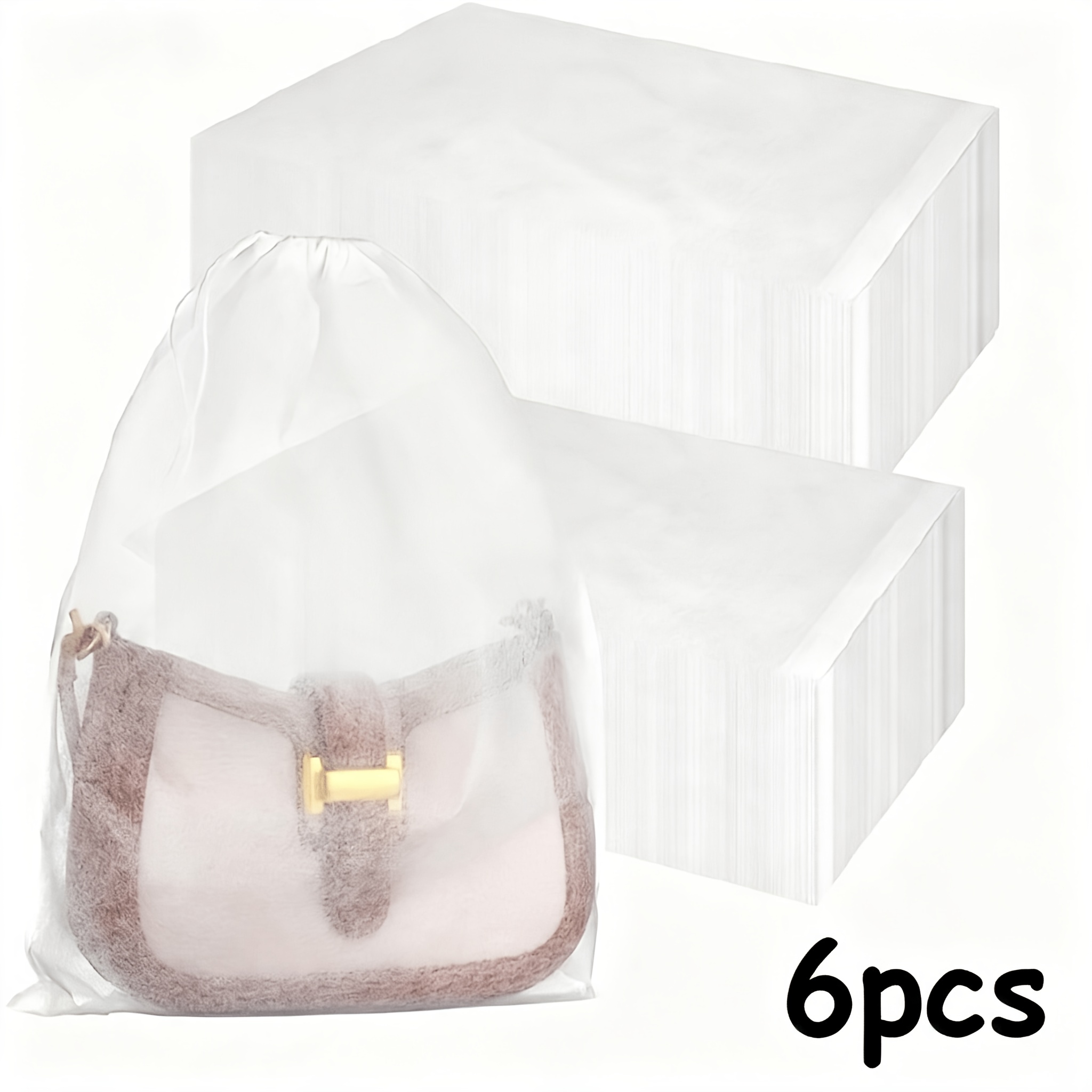 TEMU 6pcs Pack 6pcs Non-woven Breathable Drawstring Bags Suitable For Handbags, Clothing, Shoes, Underwear Storage Covers, Multipurpose Travel
