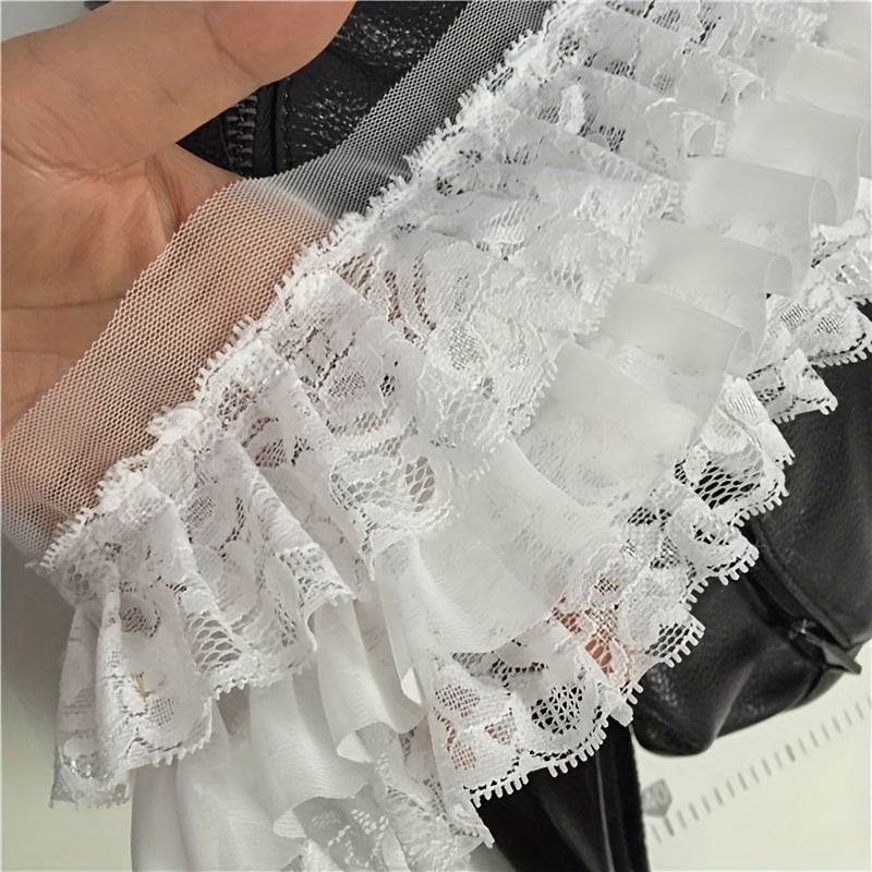 TEMU 1 yard di Pizzo a Rete 3D con Drappeggio, Gonna Bubble e Volant in Tessuto Plissettato con Bordatura in Mesh