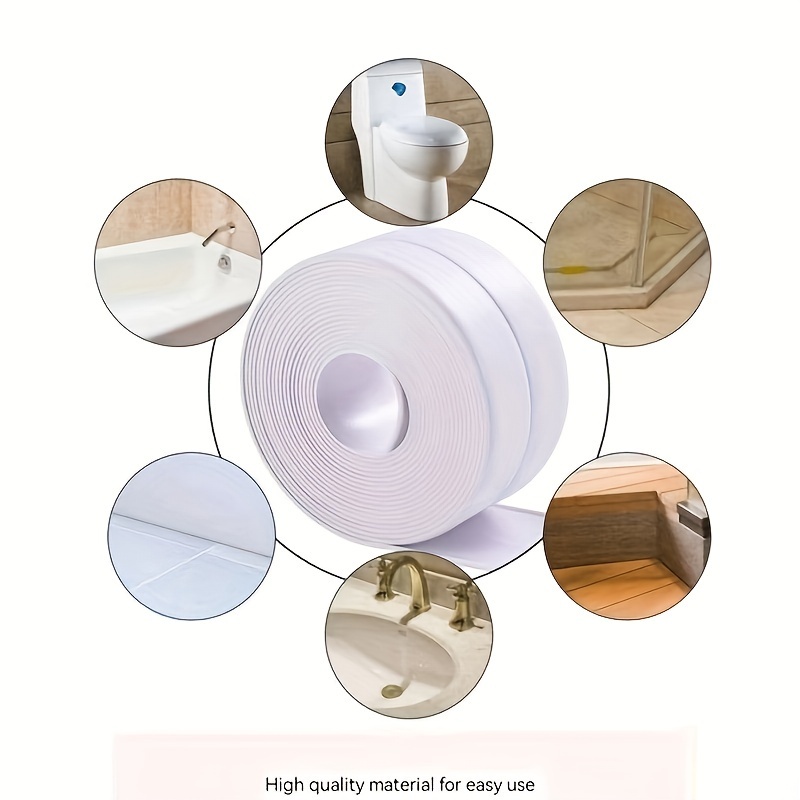 3pcs waterproof pvc tape filling strip self   sealing tape suitable for sealing bathroom bathtubs kitchen sinks toilet bases   filling stickers suitable for home   16 feet per roll details 4