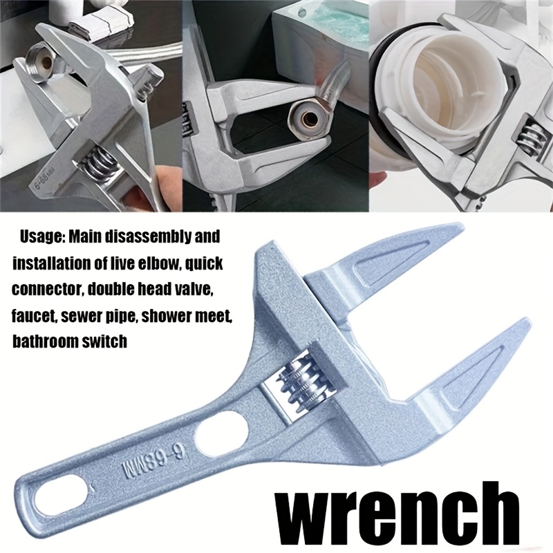 

Mini Adjustable Bathroom Opening Wrench, Powerful Clamping, Large Opening, Multifunctional Aluminum Wrench, Bathroom Maintenance Tool