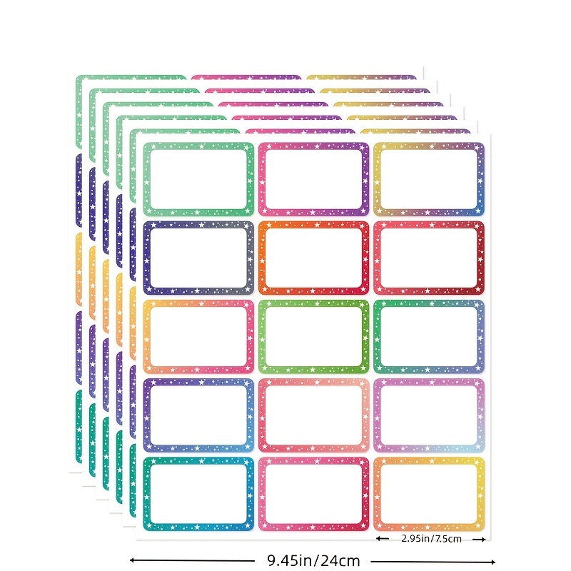 75 Hand-Writable Name Marking Stickers with Simple Border Design