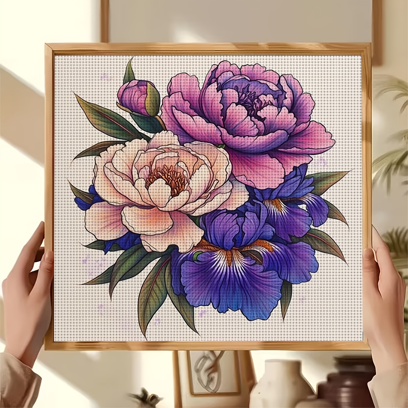 Complete DIY Cross-Stitch Kit for Beginners with Pre-Printed Canvas
