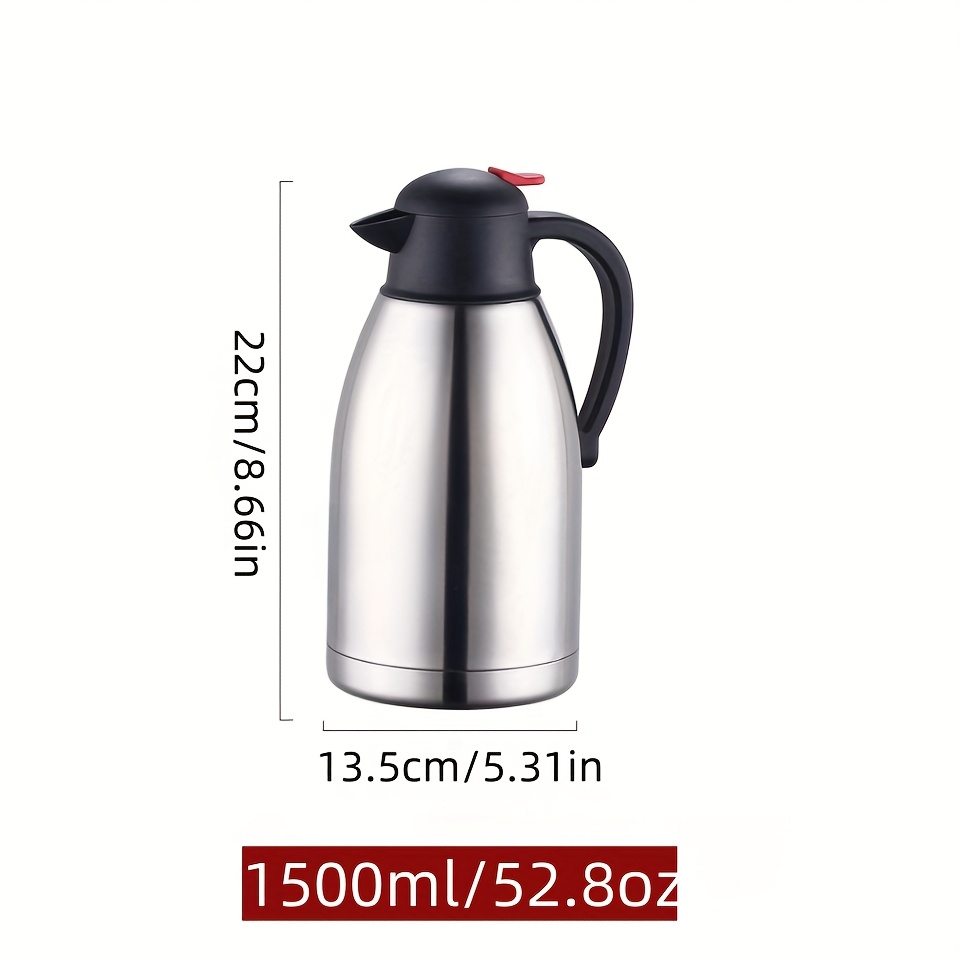 Image of A 1.5l/52.8oz Stainless Steel Insulated Kettle, Double-layer Vacuum Insulation, Household Insulated Pot, Teapot, Kettle, Leak-proof, Vacuum Insulated Bottle