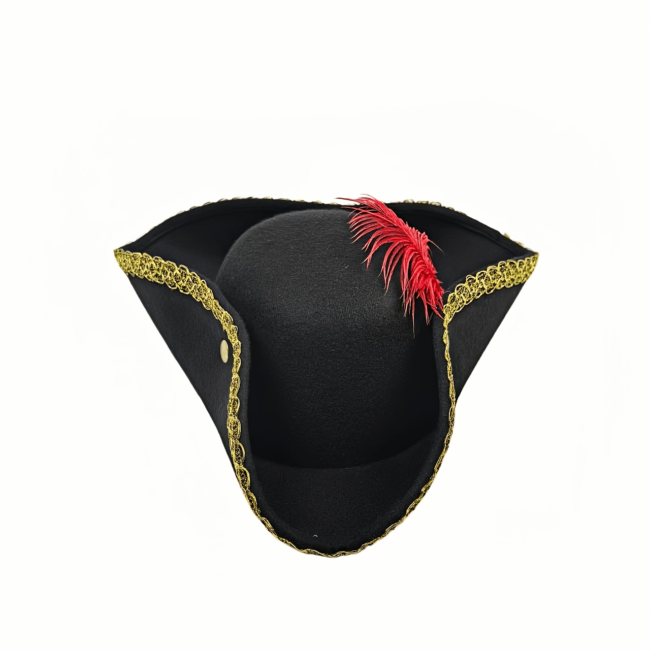 TEMU Chapeau triangulaire pirate unisexe pour Halloween, carnaval, costume, fête, accessoires de scène, performance, noir et doré, , fermeture à