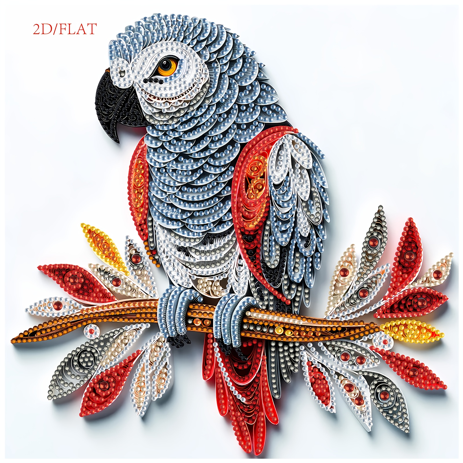 Image of 2d/flat Diamond Painting Parrot 11.8 X 11.8 Inches 5d Irregular Crystal Rhinestones Suitable For Wall Decoration Home Decor More Sparkling And Beautiful After