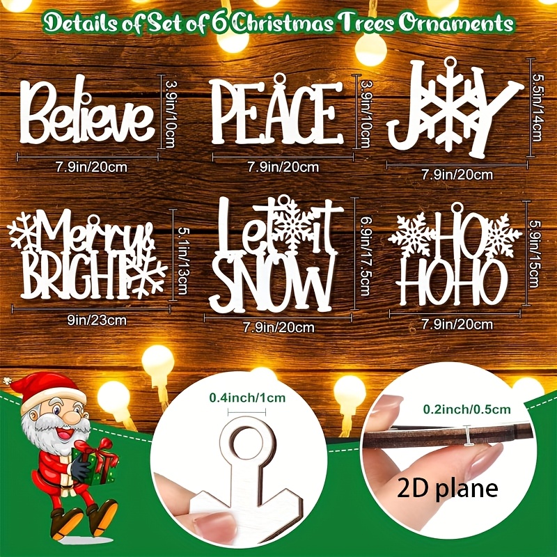 TEMU 2d Flat - Christmas-themed Hanging Letters, Wooden Characters For Winter Crafts, Flat White Decorations Featuring Joy, Peace, Happiness, And