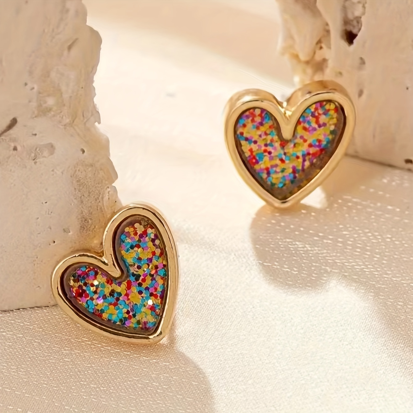 

1 Pair Exquisite Stud Earrings, Colorful Sequin Leopard Print Pattern Heart Shaped Stud Earrings For Ladies, Valentine's Day Jewelry Gifts