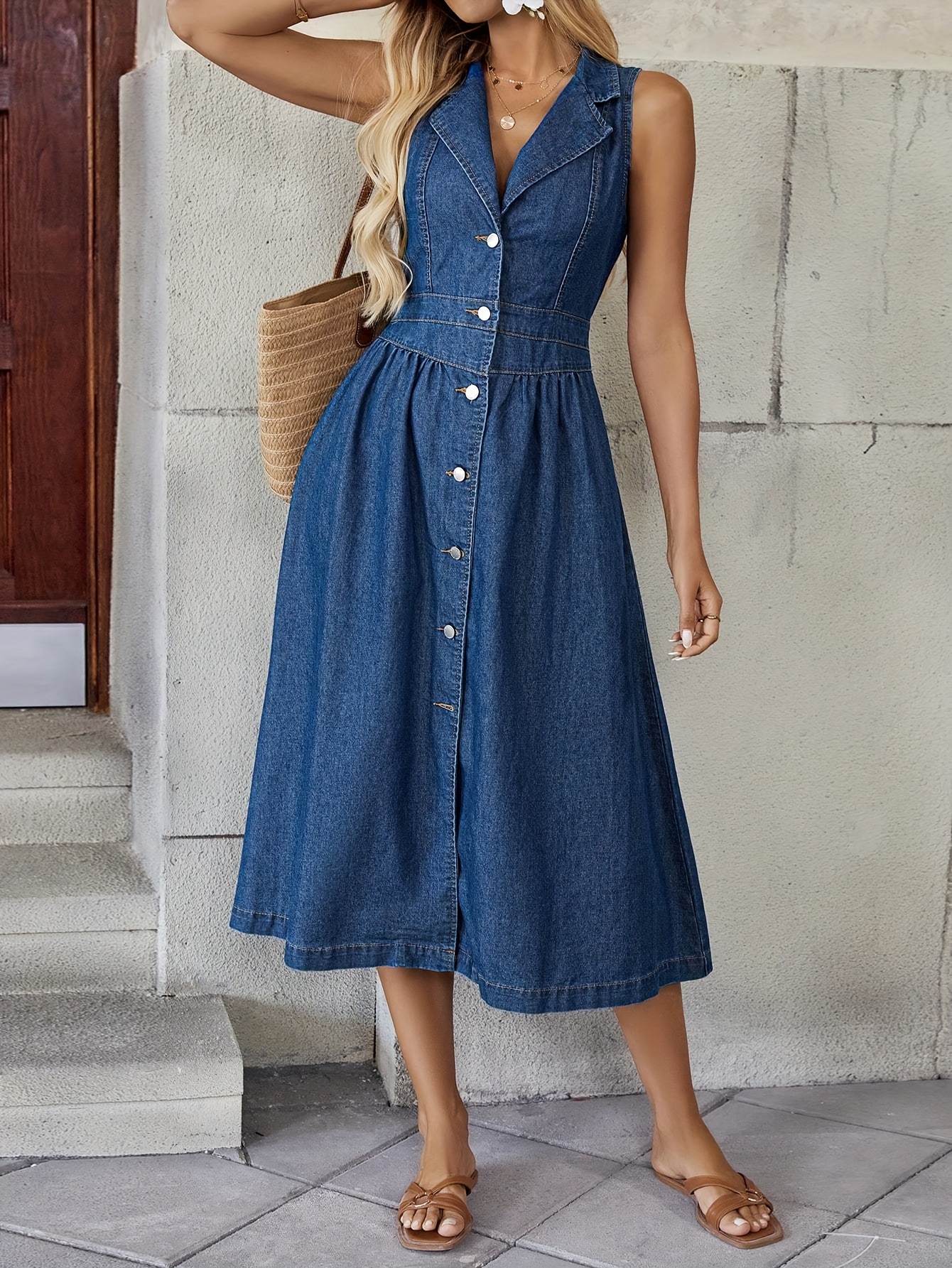 ladies simple cotton dresses Women's Cotton Poplin Dress