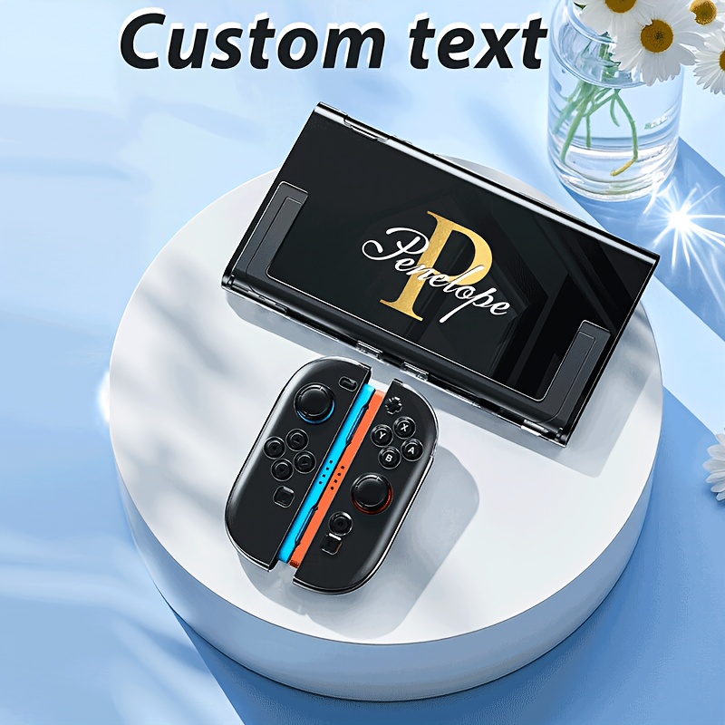 TEMU Une coque de protection transparente personnalisée compatible avec Switch Oled/Switch Ns/New /Switch Lite, avec un initial et un nom