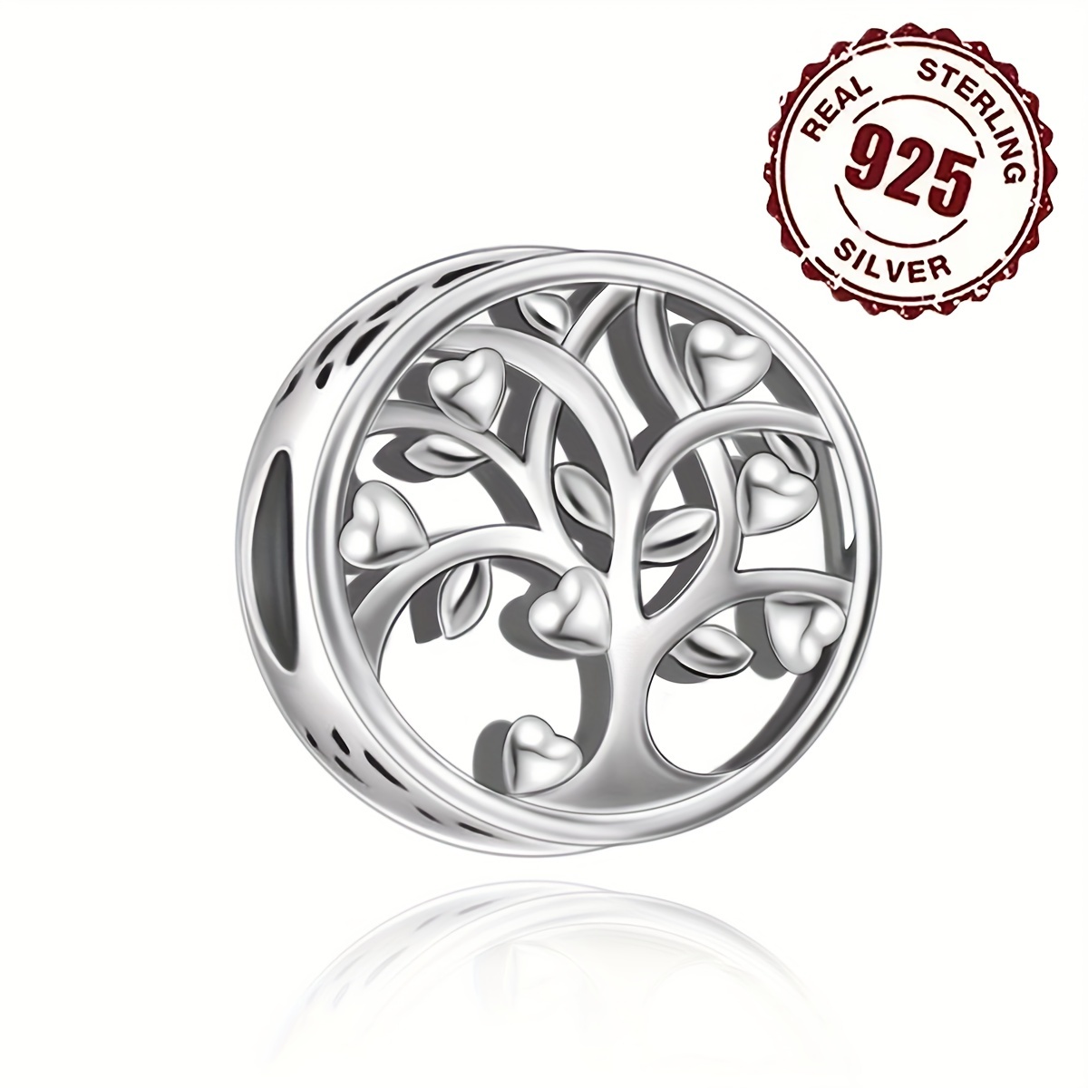 

1pc 925 Sterling Pattern Hollow Round Bead Charm For Diy Jewelry Making, Ideal Choice For Gift