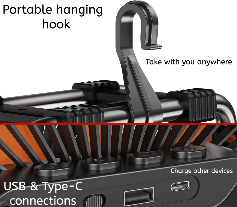 Camping Fan Designed for Outdoor Use, Capable of Blowing Cold Air Up to 30 Feet (10 Meters) Away, Featuring 4 Speed Settings And a 90-Degree Adjustable Tilt, Powered by a 20000Mah Battery And Equipped with a Hook