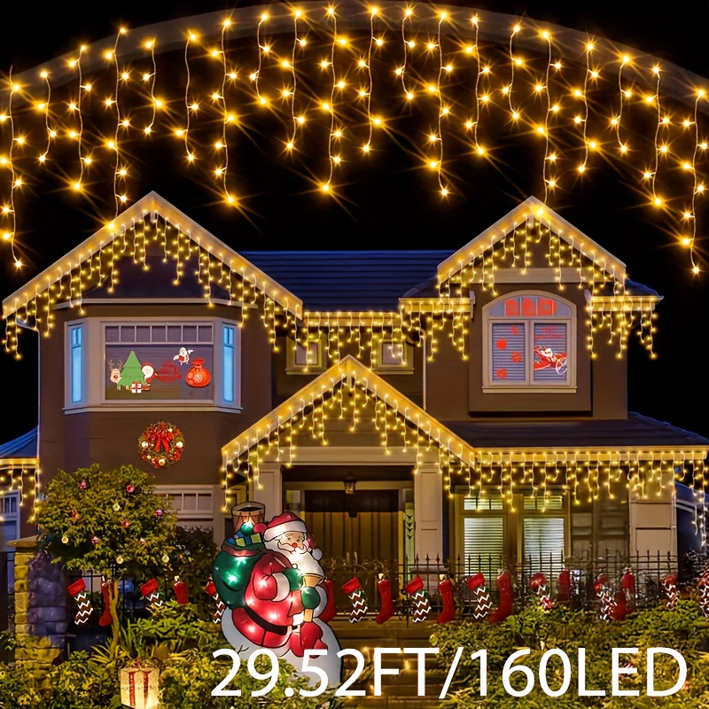 Christmas Outdoor Icicle Lights Christmas Lighting Solar 8 For Christmas , Parties, Wedding Decorations, Holiday Decorations, Patio Garden Decorations, Best Decorations. Plastic Material