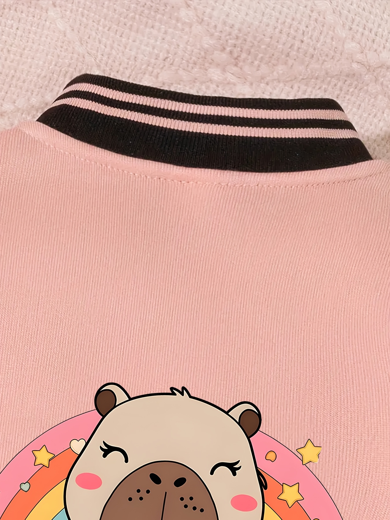   capybara girl baseball jacket casual and stylish jacket autumn winter style featuring a cute capybarafamily   design suitable for casual attire or party occasions such as easter teen casual outdoor sportswear pink 2