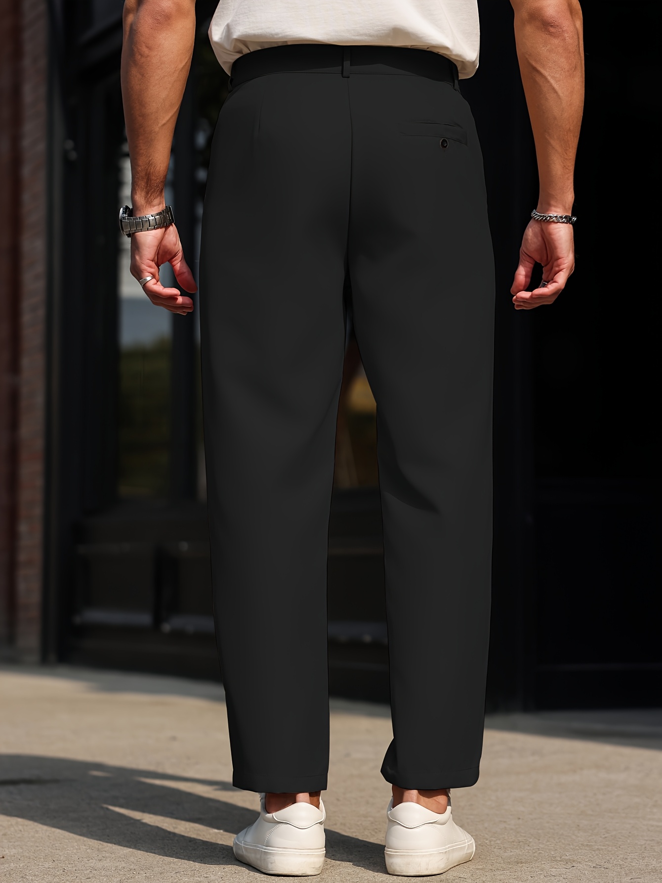 Men's Slim-Fit Casual Dress Pants - Solid Beige, Machine Washable, Straight Leg Design with Side Pockets, Perfect for Business or Leisure Outings, Allseason Trousers | Straight Leg Pants | Internal Zipper Closure