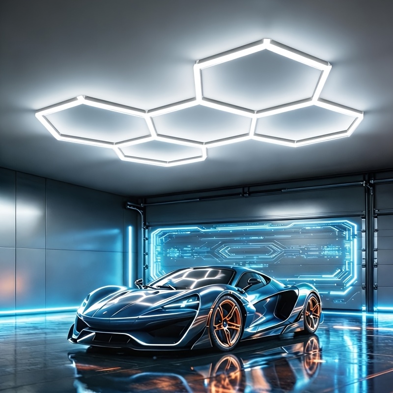 TEMU Hexagonal Led For Garage Light Styling Honeycomb Tube High Brightness Large Panel Suitable For Garages Hair Salon And Gym Esports Room Highlight