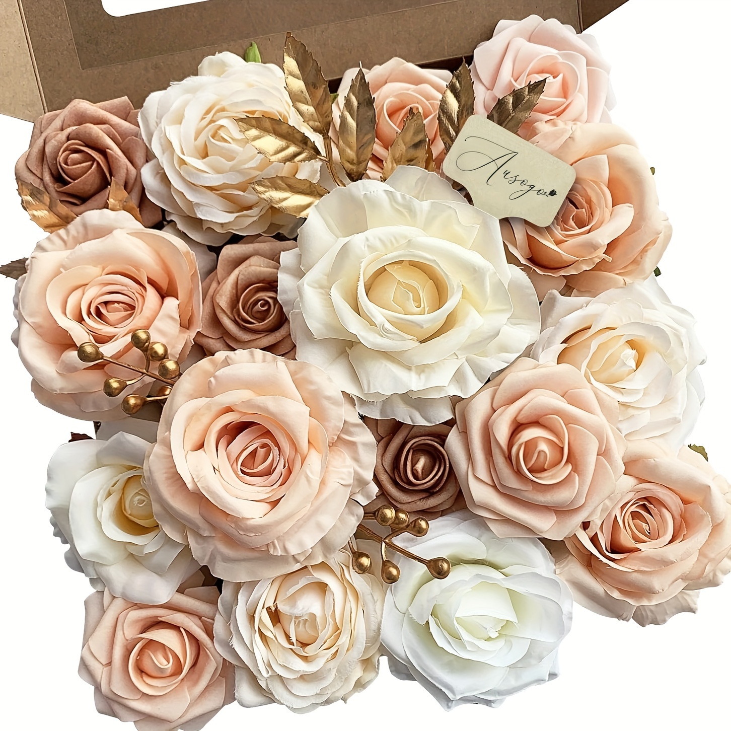 

Rose Artificial Flower Bouquet - Floral Set For Diy Wedding Centerpieces, Bridal Showers & Home Decor | Christmas, Valentine's Day & More, Ausogo