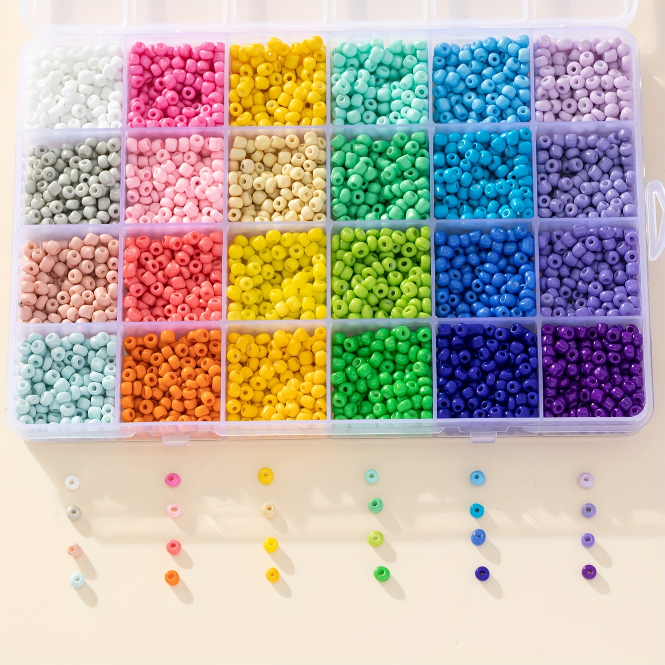 

7600pcs 24 Colors 3mm/4mm Glass Beads Kit For Jewelry Making