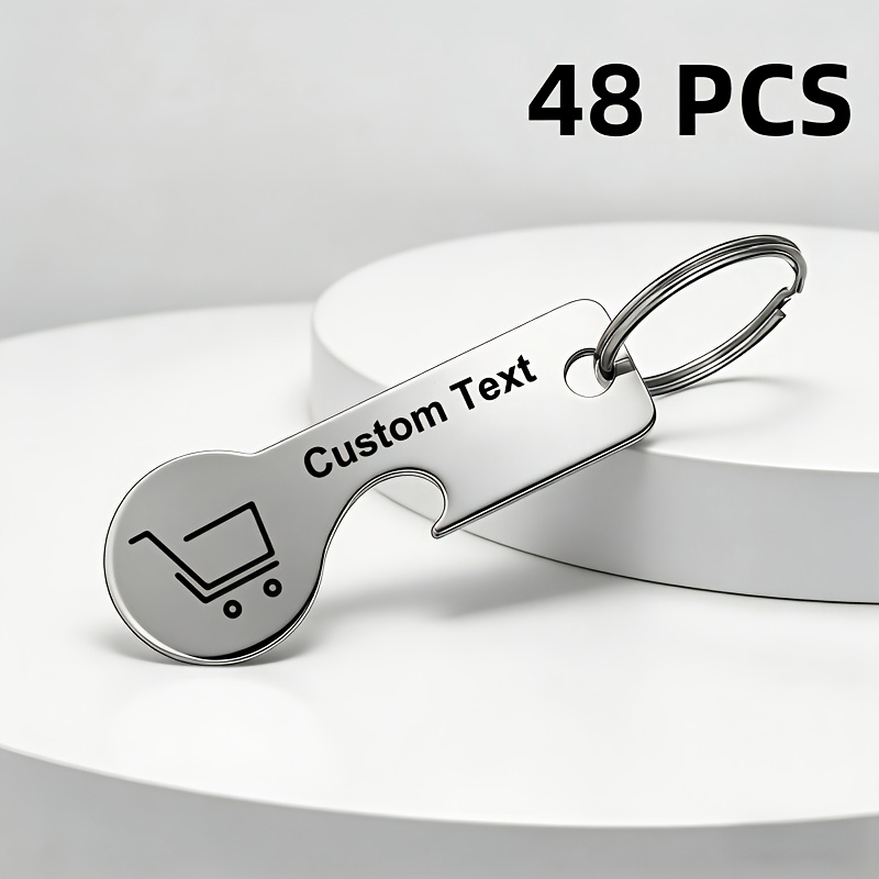 E-shop 28/48 Multifunktionale Supermarkt Einkaufswagen-Token/Bottopenner-Schlüsselanhänger - Personalisiert mit individuellem Text/Logo, ein verdickter