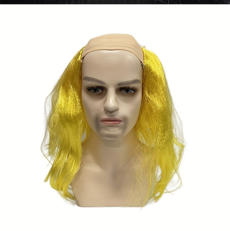 Funny Wigs For Costume Parties, Cosplay Games, Performances, Bald Wigs, Black Scalp Wigs, White Christmas Wigs, Yellow Funny Wigs, Birthday Party Costumes, Party Dress-up Accessories details 5