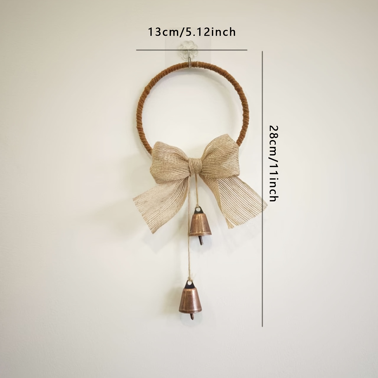 TEMU Easter Burlap Bow Bell Hanging Decoration | Contemporary Round Pendant For Door Handle, Ideal For Home Decor And Occasions
