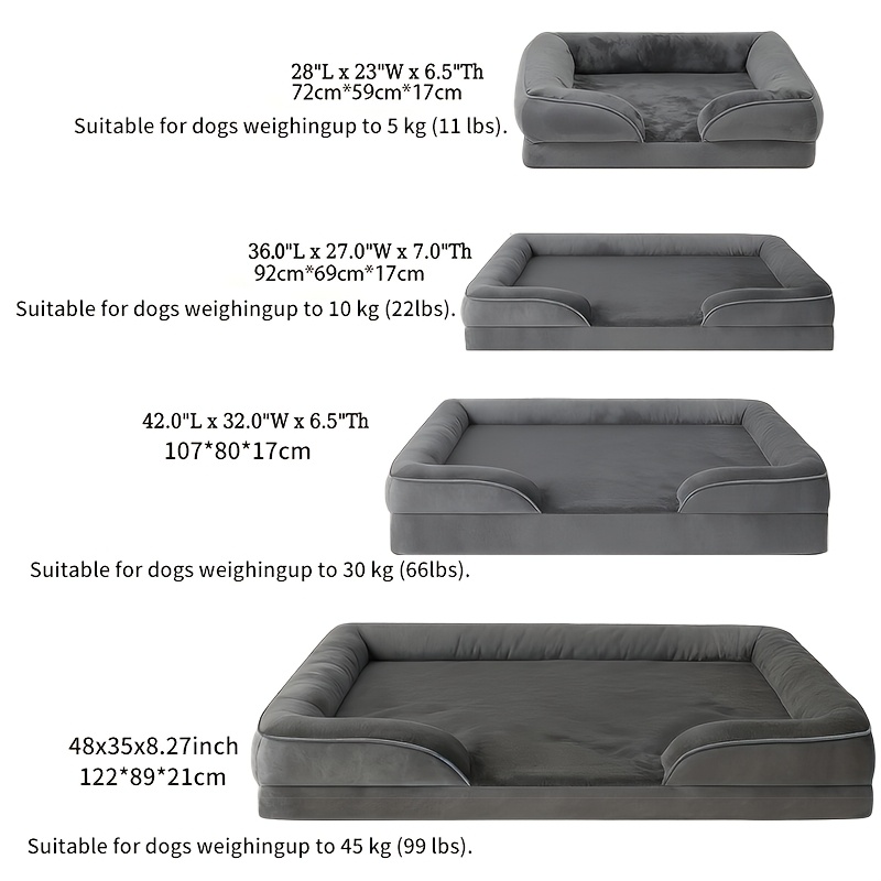 TEMU Orthopedic Extra For Large Dog Bed (xxl) - Thick Cushioned Dog Sofa Bed With Non-slip Base, Heavy-duty Pet Mattress For Large Dogs, Easy
