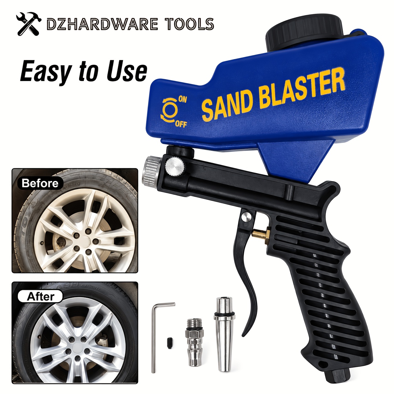 TEMU Pistola de arena portátil con mango ergonómico para eliminar pintura y , capacidad de 600 cc (18 oz) / Pistola para madera, metal, automoción y,