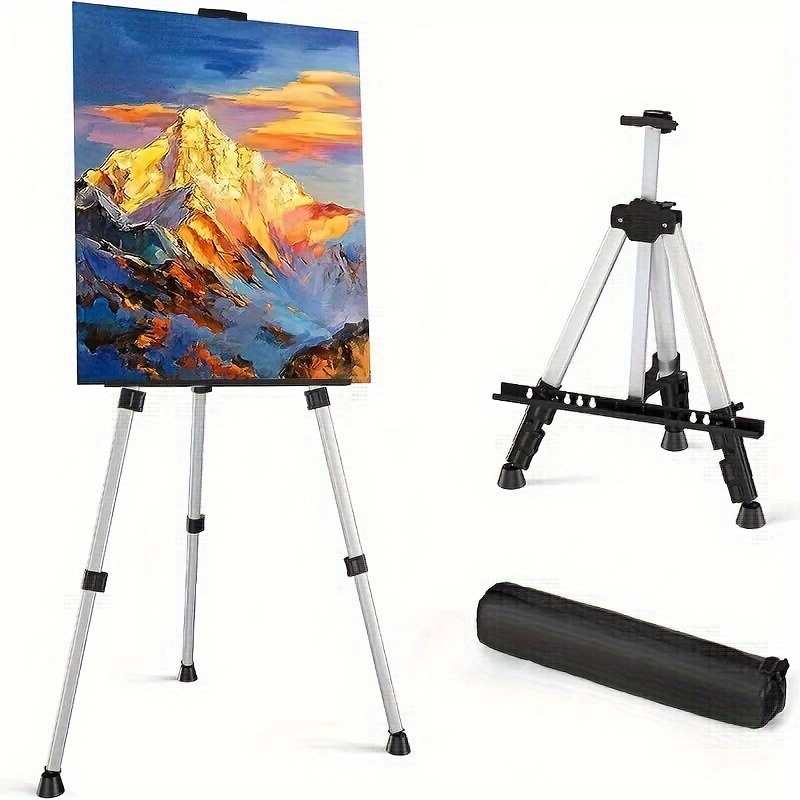 

1pc Display Easel Stand With Carry Bag, Folding Aluminium Alloy Painting Tripod Easel Frame With Adjustable Height From 21 To 65 Inch, Display Stand For Painting, Canvases Easel Stand