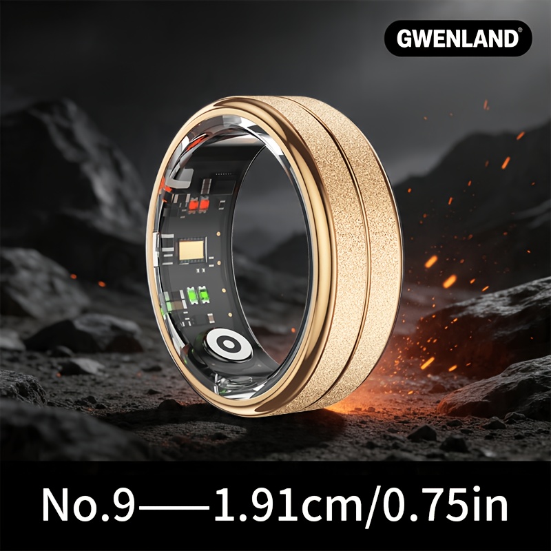 Gwenland Frosted Smart Ring - Wireless Connection, Fitness Management, Magnetic Charging, Battery Capacity 15mah (size 8) / 18mah (size 9-13), Waveform Photography, Multiple Sports