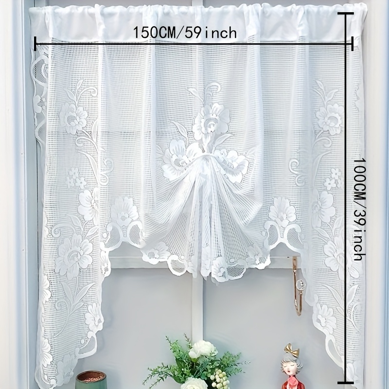 1pc Fashion Floral Lace Curtain - Designed With Rod Pocket, Easy To Hang, Suitable For Living Room And Bedroom Decoration
