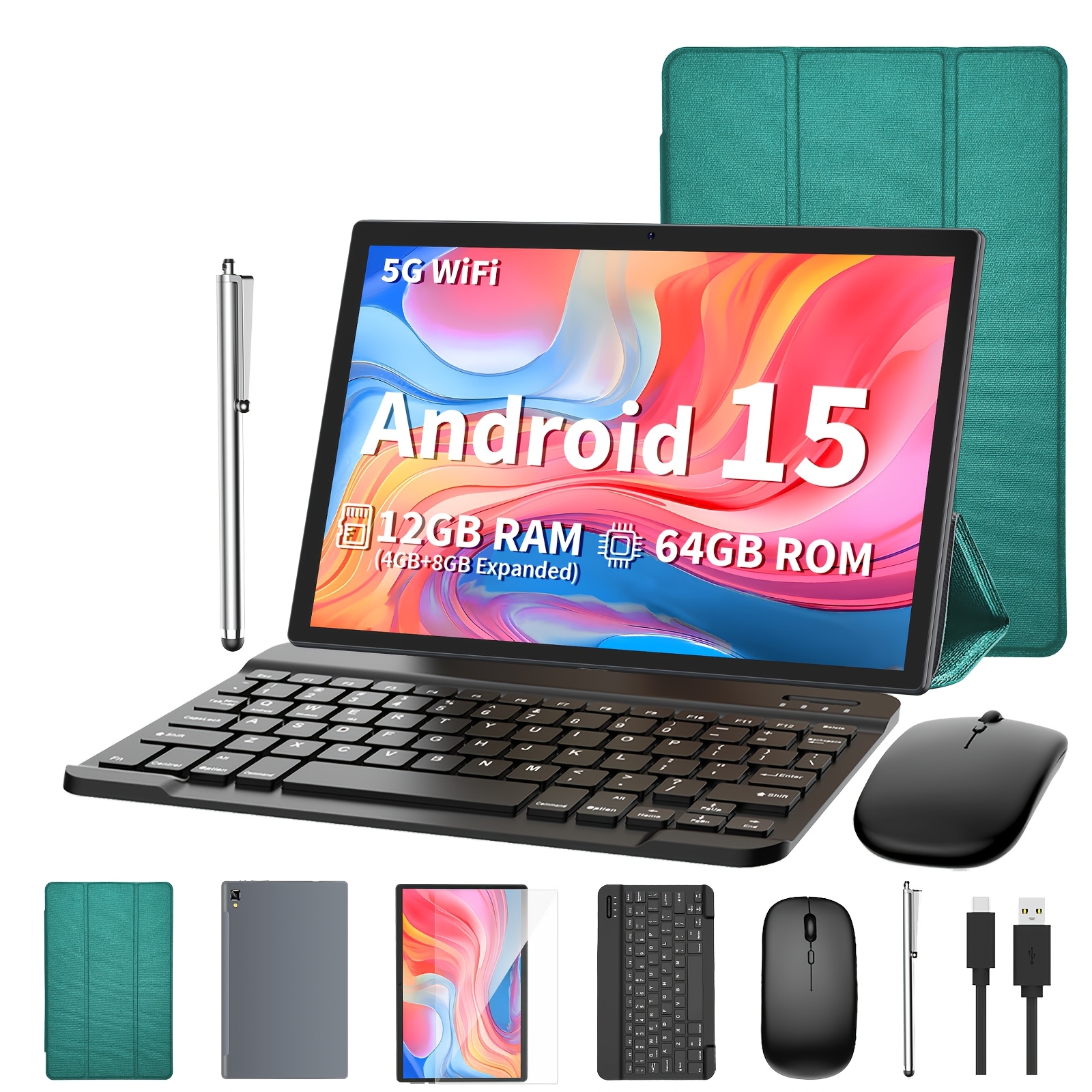 item picture   15 tablet computer 12gb 4gb 8gb   64gb rom 10 1 inches   tablet 2 in 1 tablet computer   accessories keyboard   stylus dual cameras wifi wireless suitable for work use   used as a gift