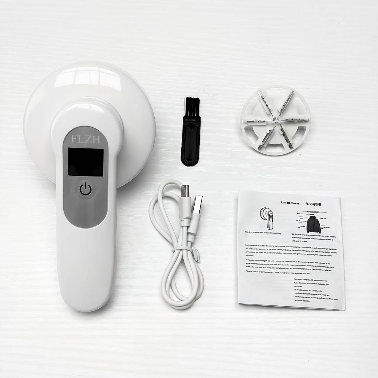 TEMU Flzh 1pc - Portable Rechargeable Lint Remover, Electric Lint Remover With Led Display, Portable Clothing Shaver And Fuzz Pellet Remover Machine,