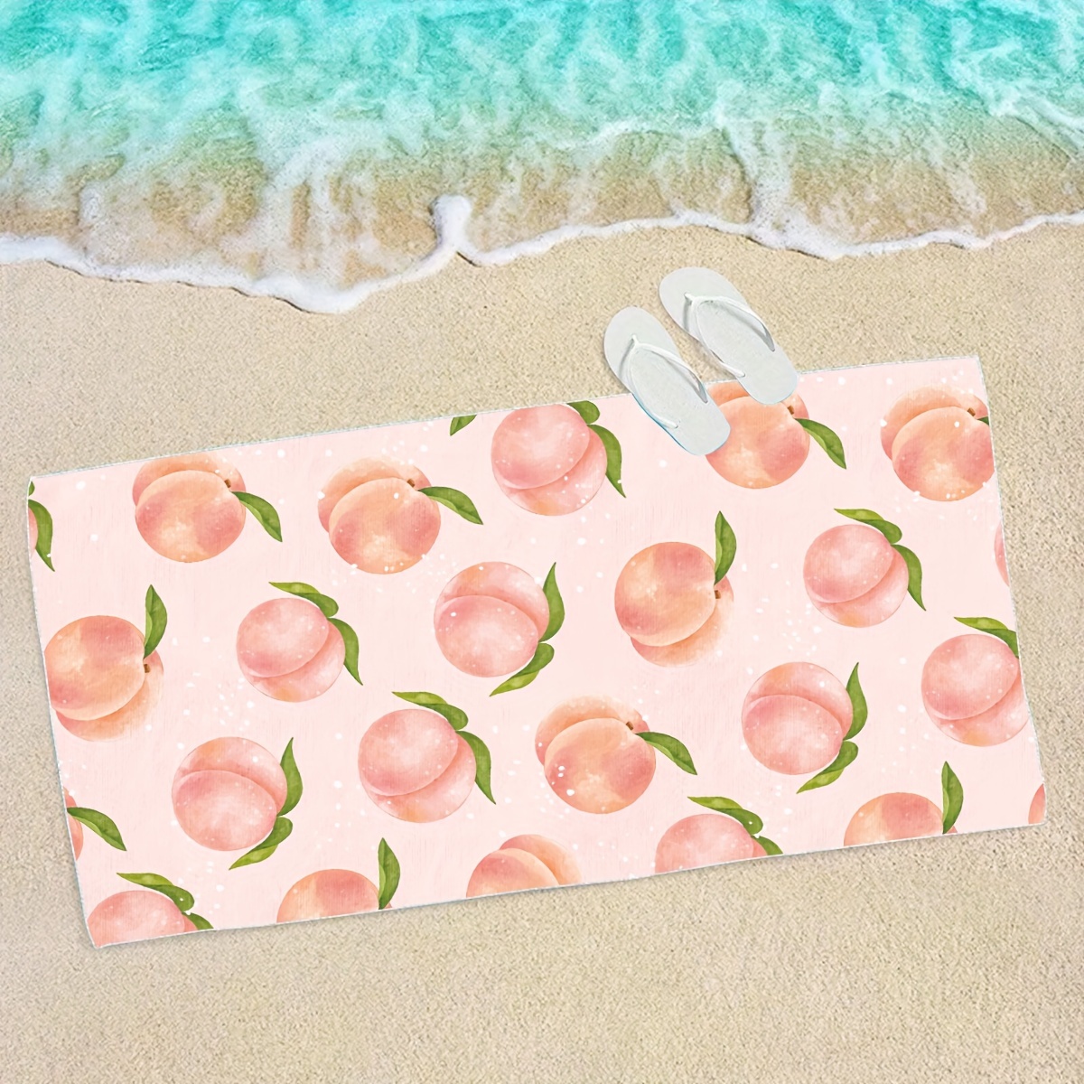 

Peaches Beach Towel, Quick Dry Lightweight Bath Towel, Soft Microfiber Swim Towel, Pool Towel, Shower Towel, Absorbent, Summer Accessory, Perfect For Outdoor, Sport, Travel, Beach, Pool